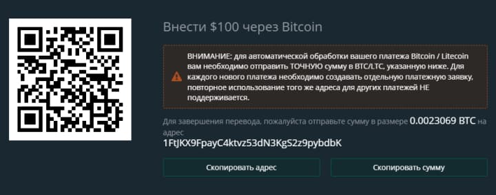 copying bitcoin address