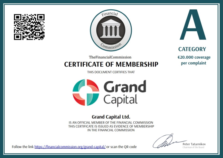 Сертификат Grand Capital от FinaCom PLC LTD